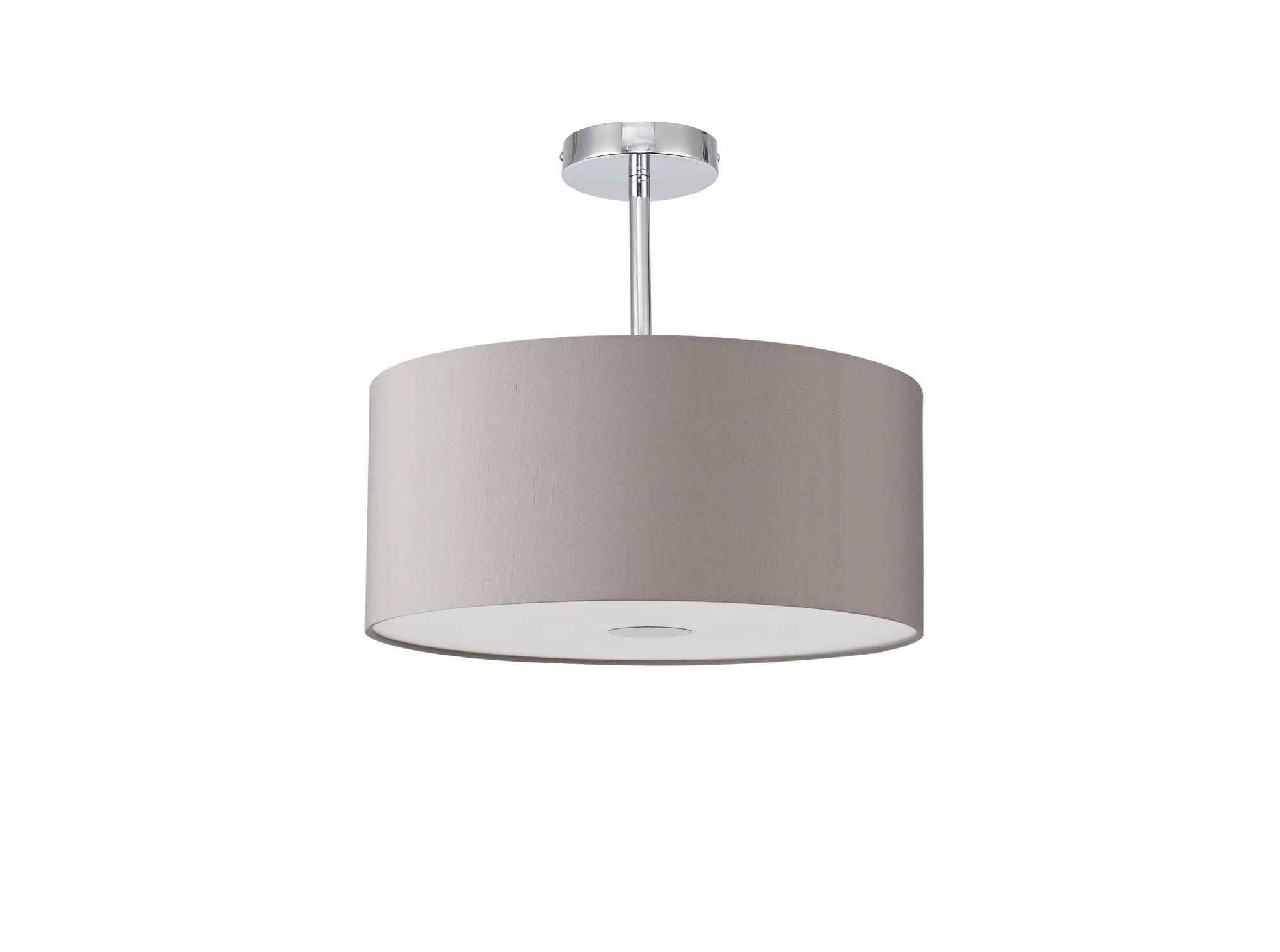 Baymont 40cm Semi Flush 1 Light Polished Chrome, Grey, Frosted Diffuser DK0102  Deco Baymont CH GR
